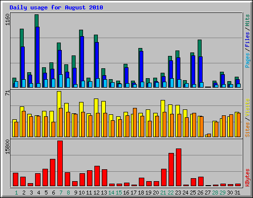 Daily usage for August 2010