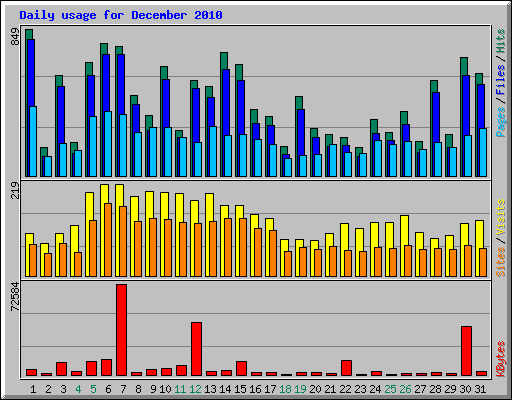 Daily usage for December 2010