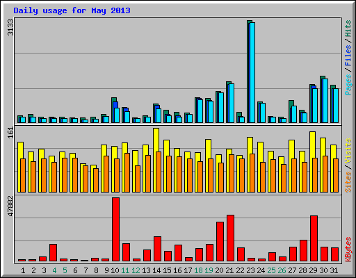 Daily usage for May 2013