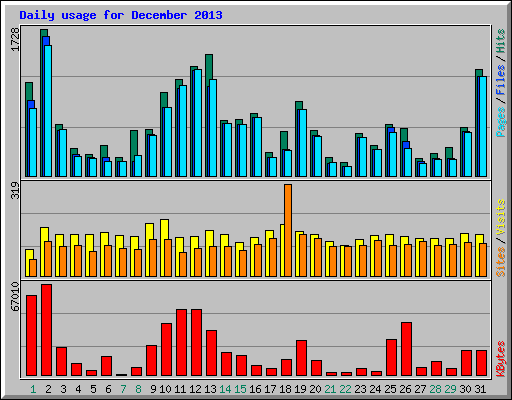 Daily usage for December 2013