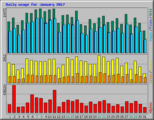 Daily usage for January 2017